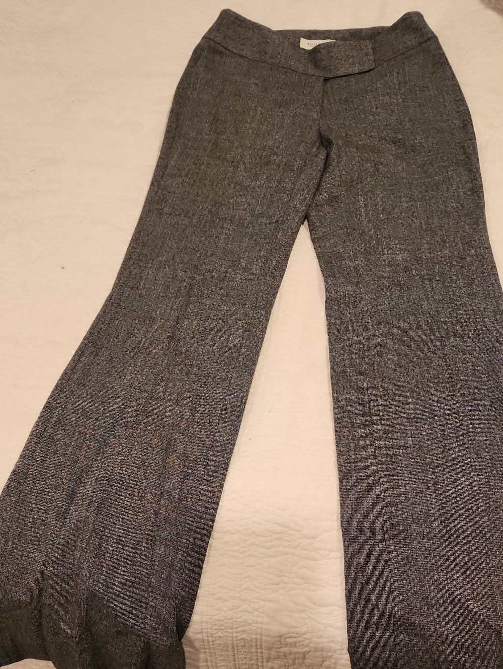 White House Black Market Heather Gray Knit Flare Trousers